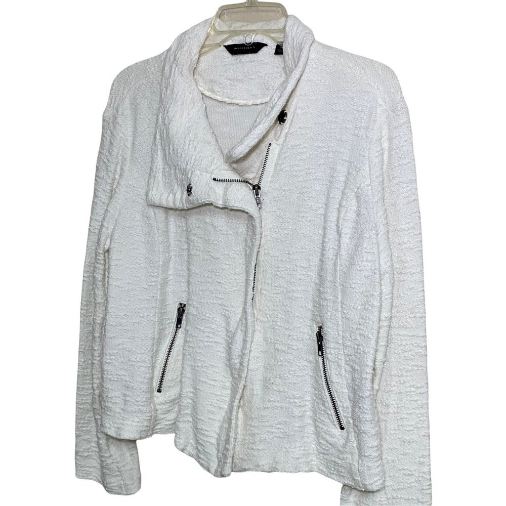 Investments Moto Style Full Angled Zip Textured